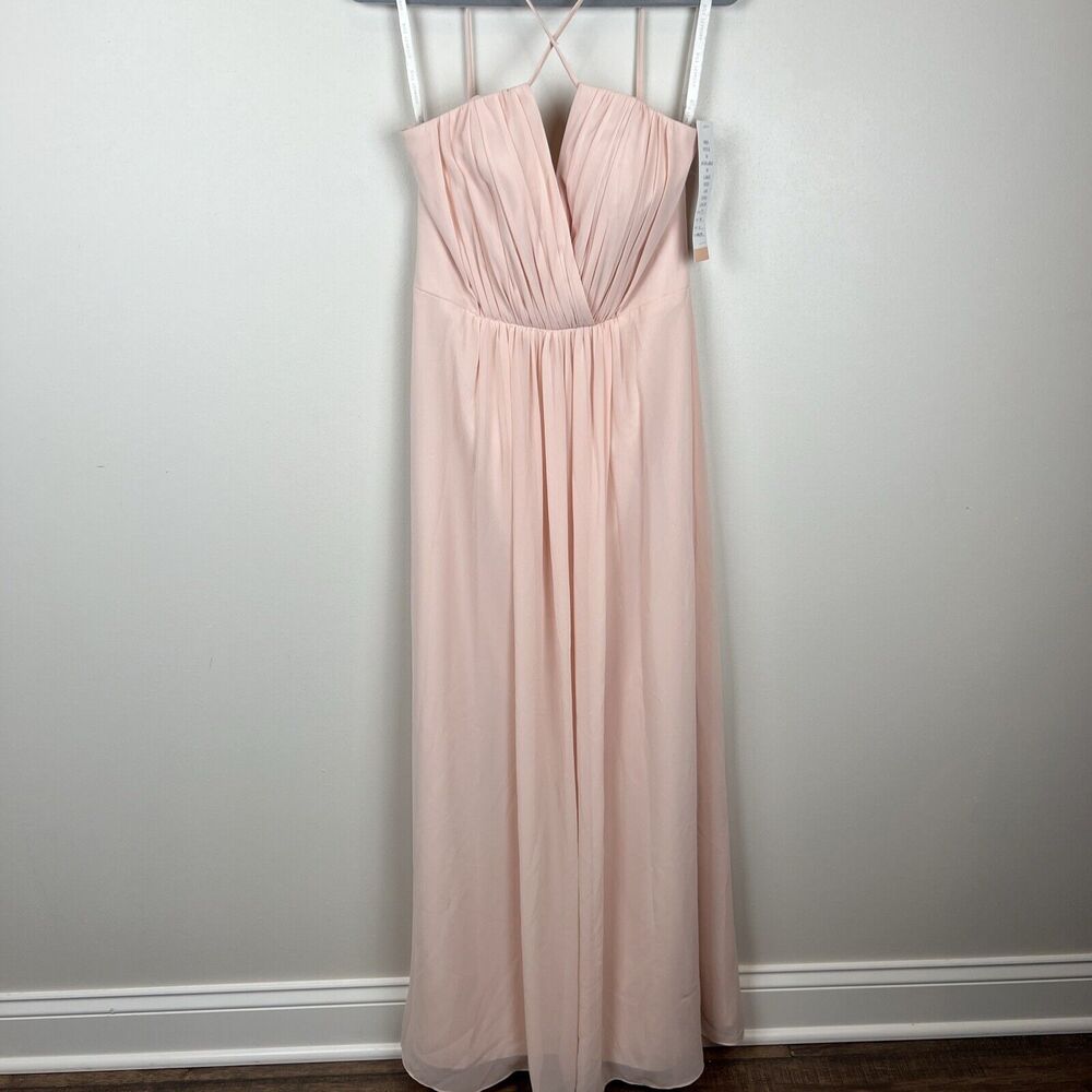 Bill Levkoff1405 Shell Pink SZ 10 Bridesmaid Long Formal Gown NWT